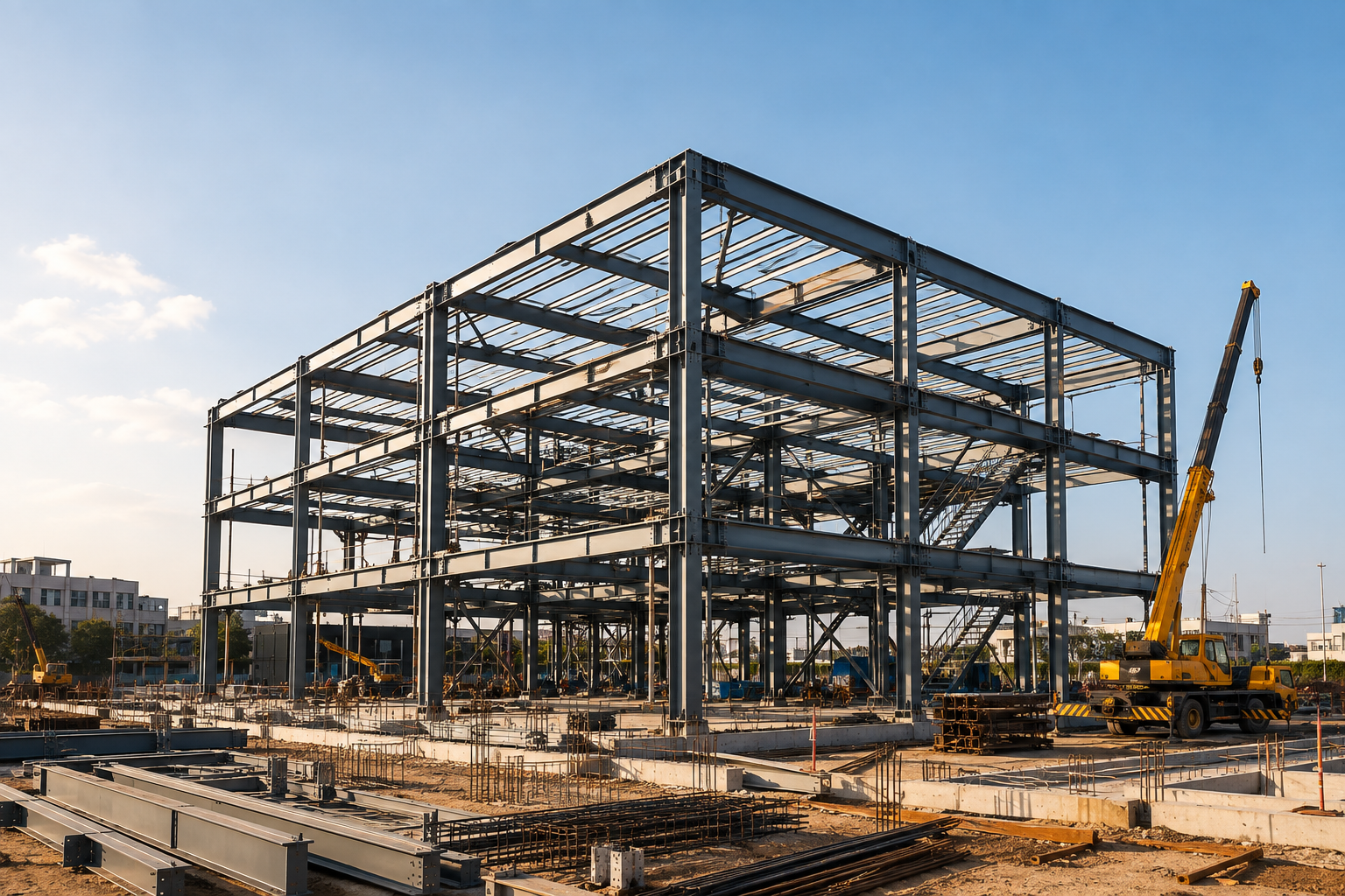 Commercial building structural steel frame